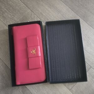 Prada Pink Wallet with Gold Accent